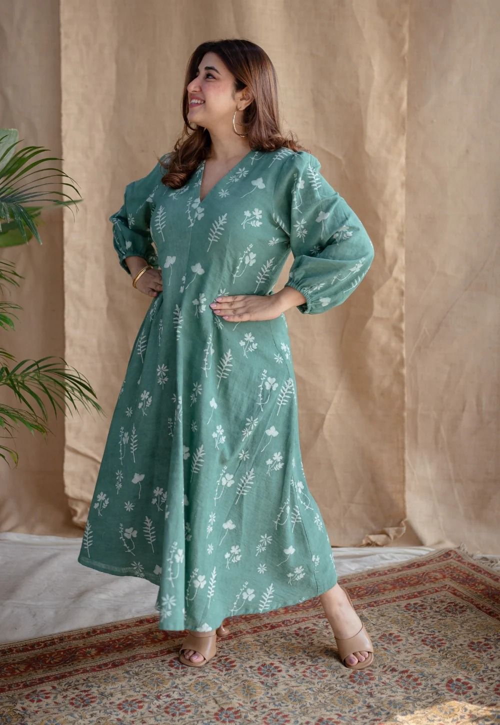 Floral Breeze Cotton Midi Dress