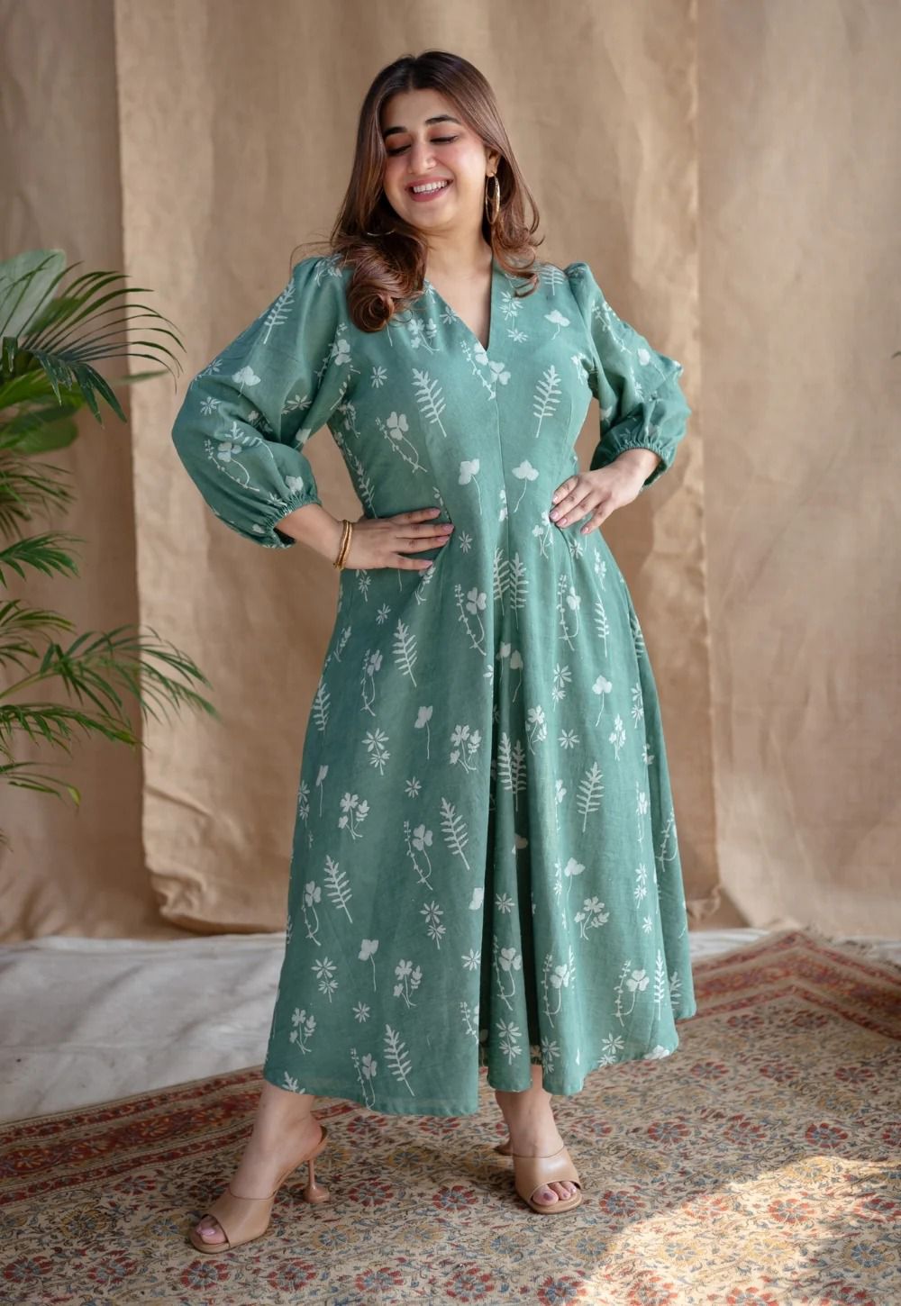 Floral Breeze Cotton Midi Dress