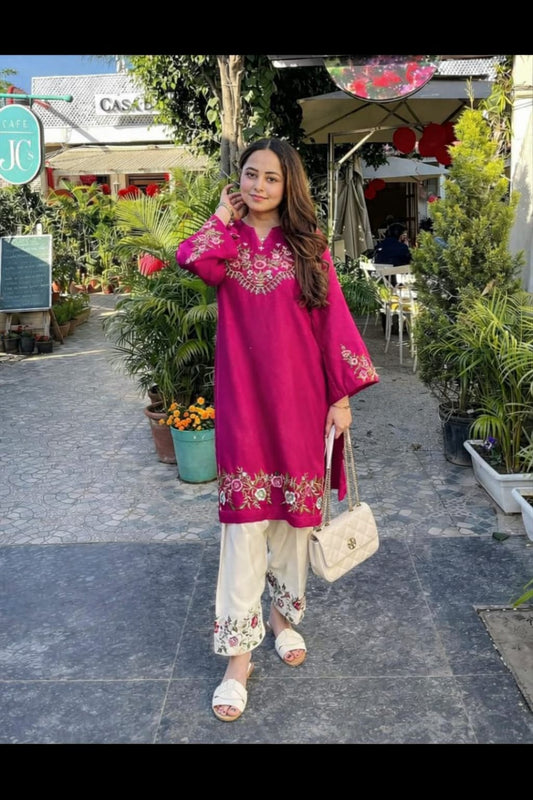 Floral Grace Embroidered Cotton Kurta Set
