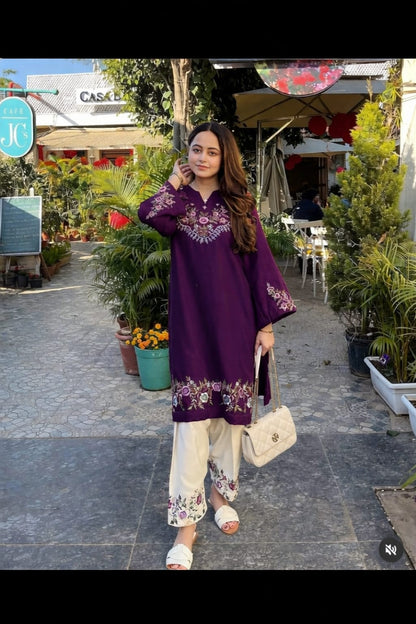 Floral Grace Embroidered Cotton Kurta Set