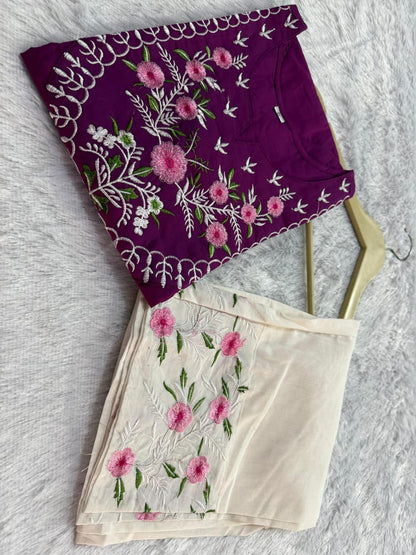 Floral Grace Embroidered Cotton Kurta Set