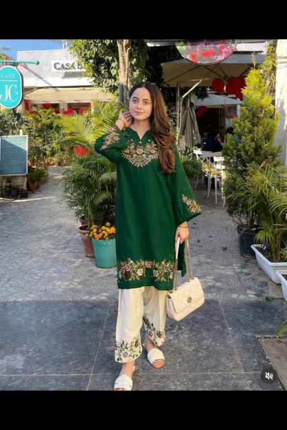 Floral Grace Embroidered Cotton Kurta Set