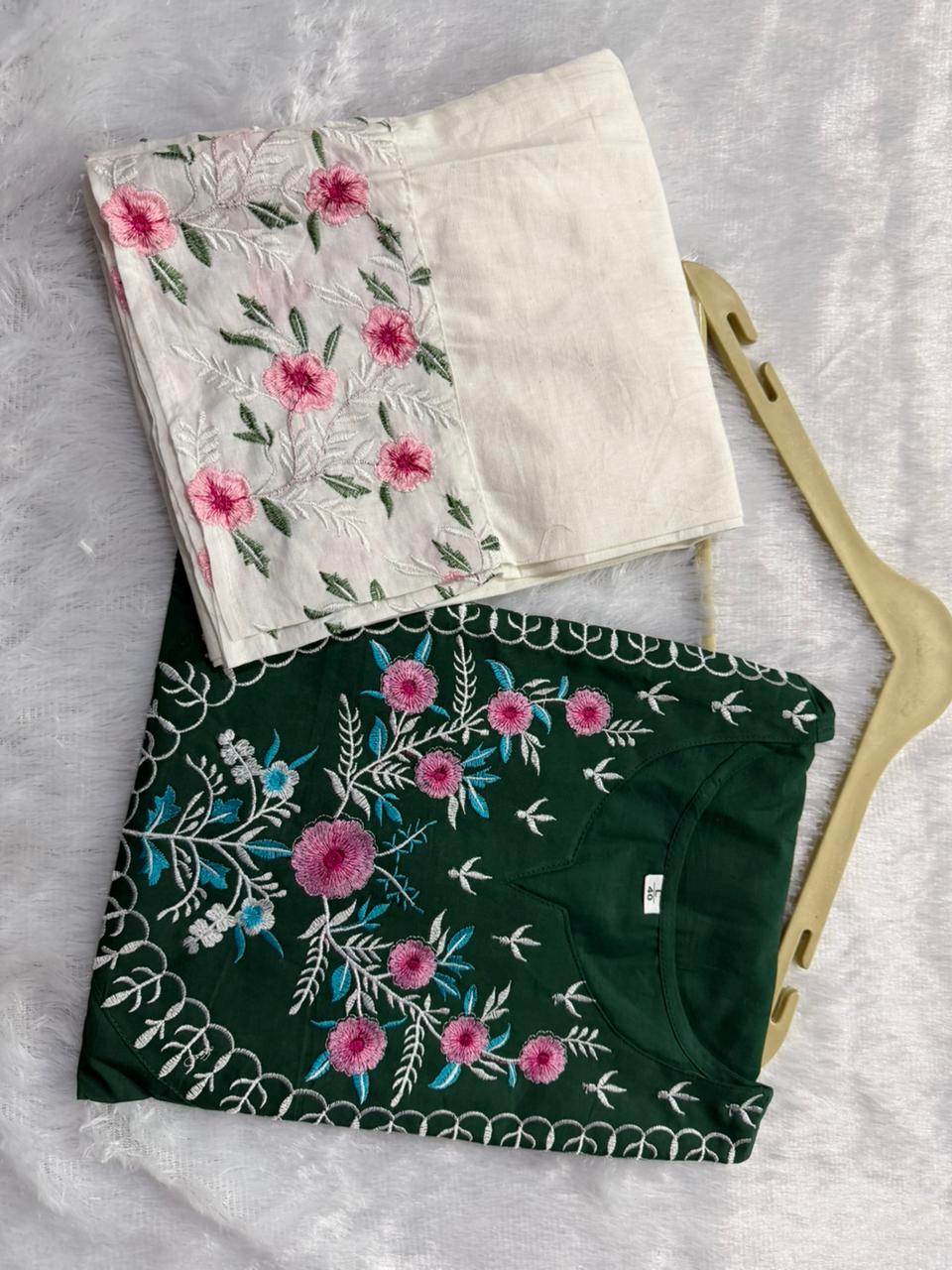 Floral Grace Embroidered Cotton Kurta Set
