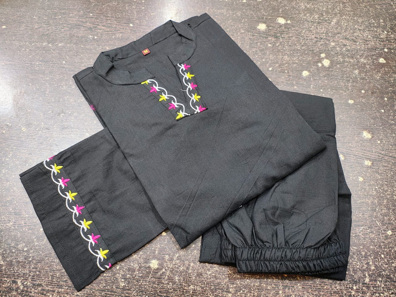 Floral Thread Embroidered Cotton Kurta Set