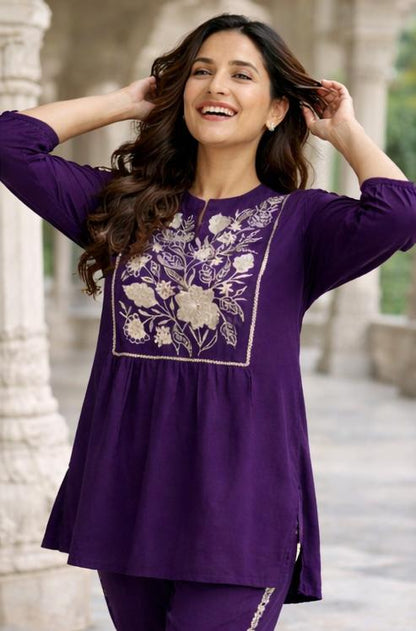 Royal Embroidered Cotton Co-ord Set