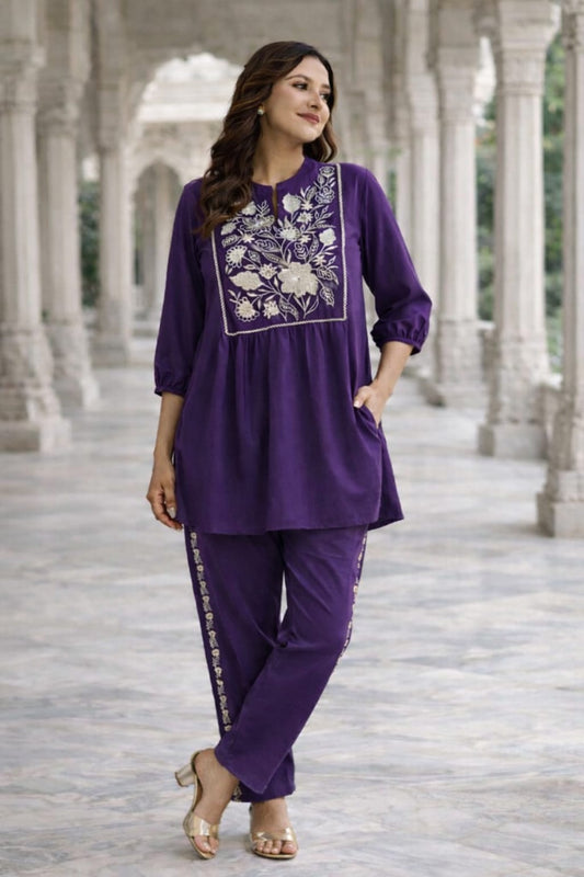 Royal Embroidered Cotton Co-ord Set