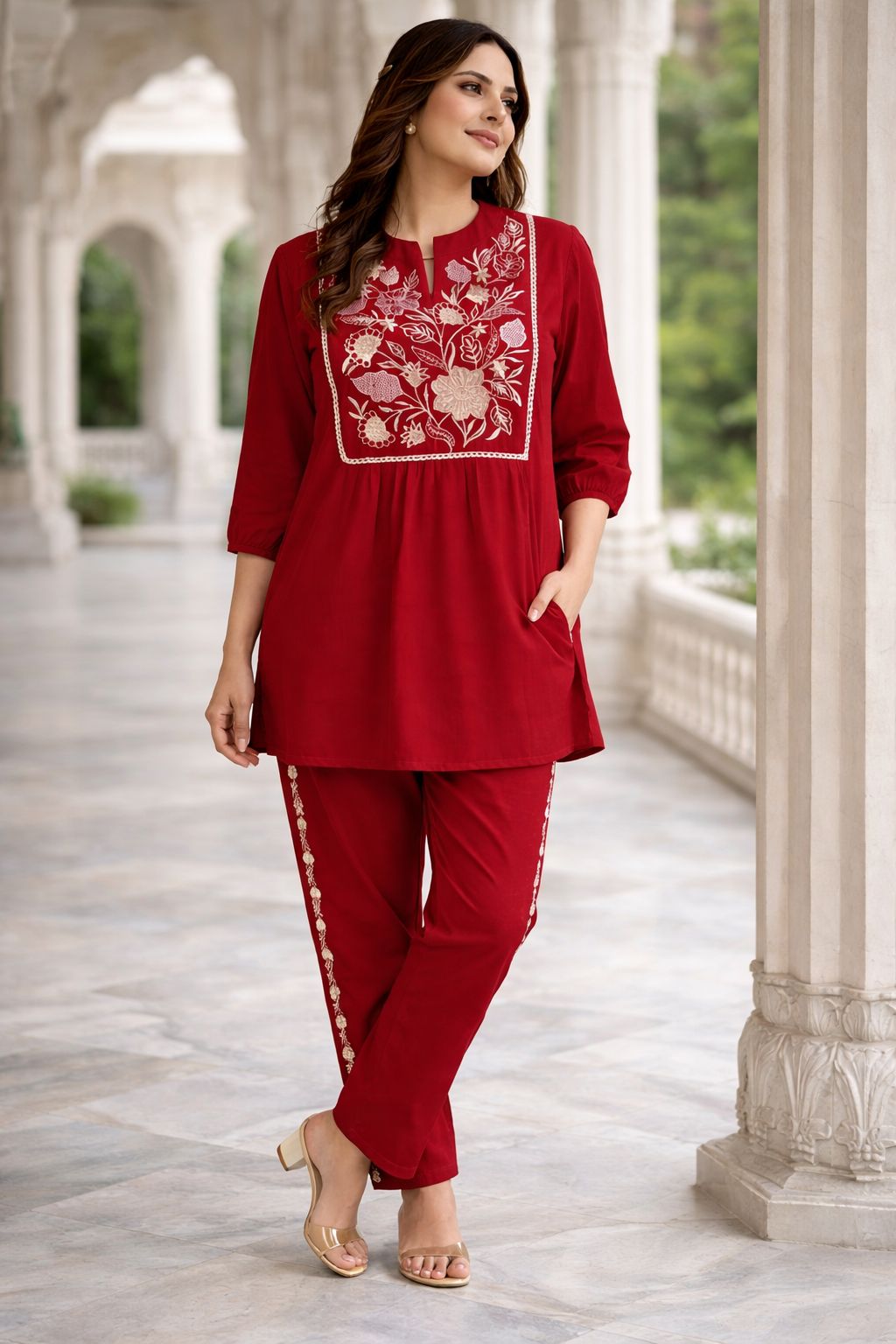 Royal Embroidered Cotton Co-ord Set