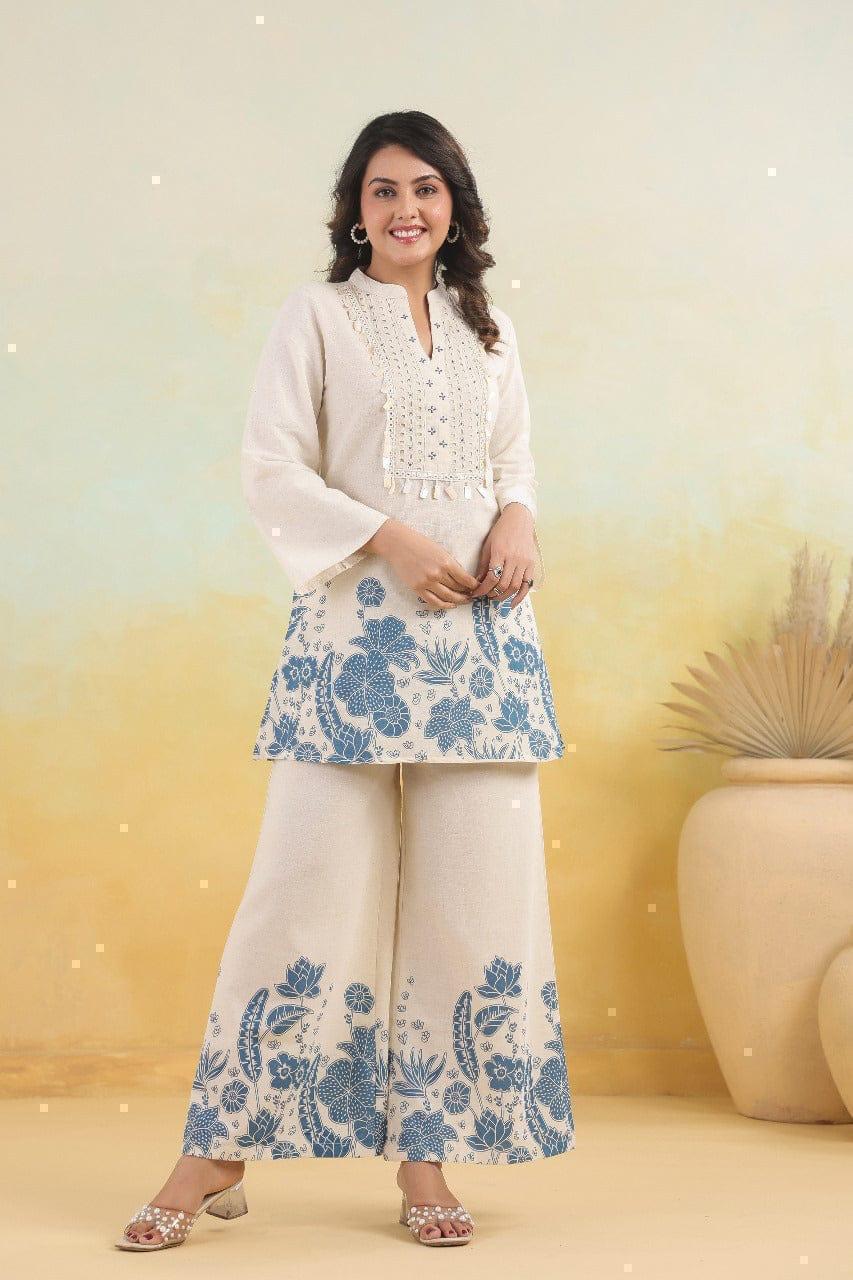 Ivory Bloom Cotton Slub Co-ord Set