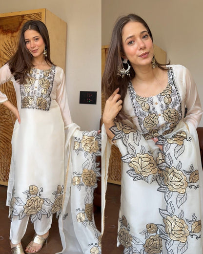 Noor Embroidered Cutwork Suit Set