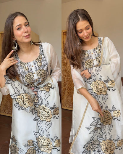 Noor Embroidered Cutwork Suit Set