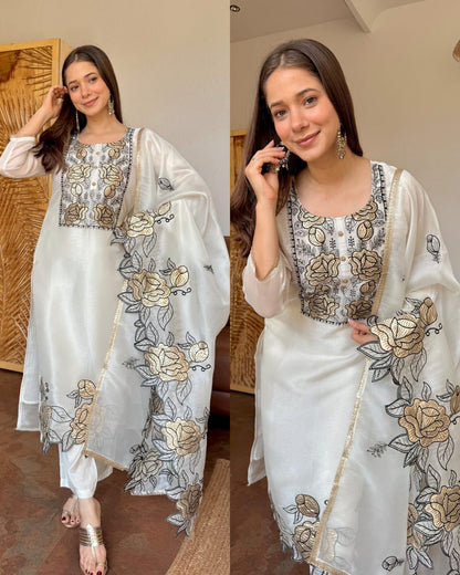 Noor Embroidered Cutwork Suit Set