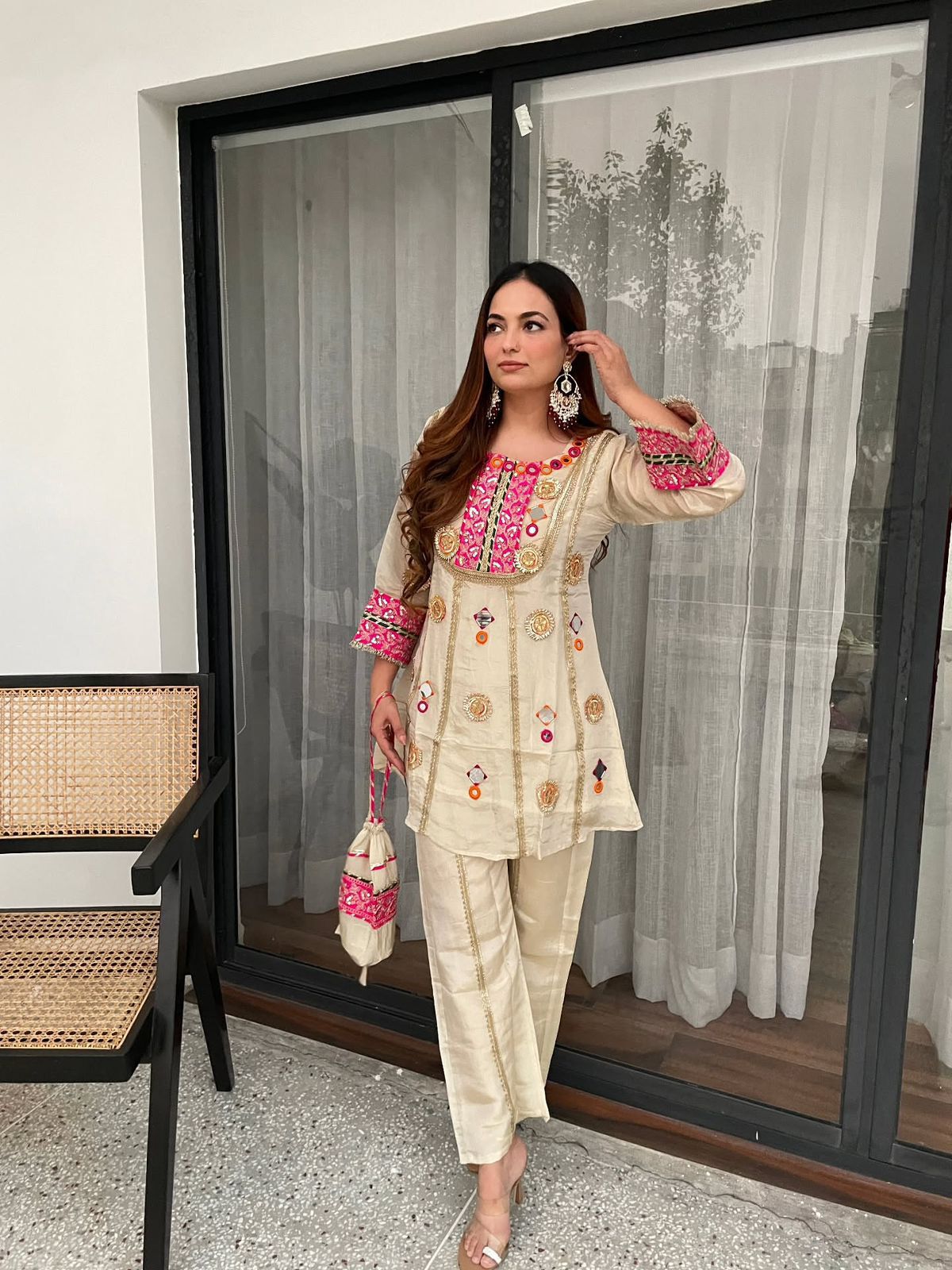 Sanvi Radiance Mirror & Sequin Embroidered Co-Ord Set