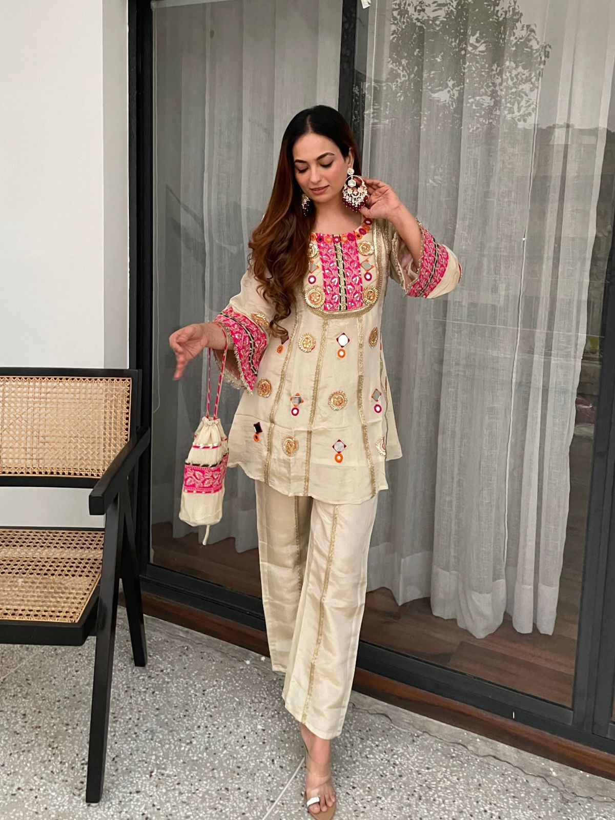 Sanvi Radiance Mirror & Sequin Embroidered Co-Ord Set