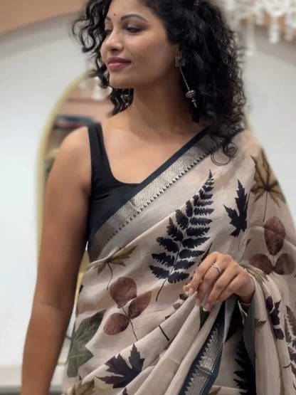 Zariya Jacquard Linen Saree